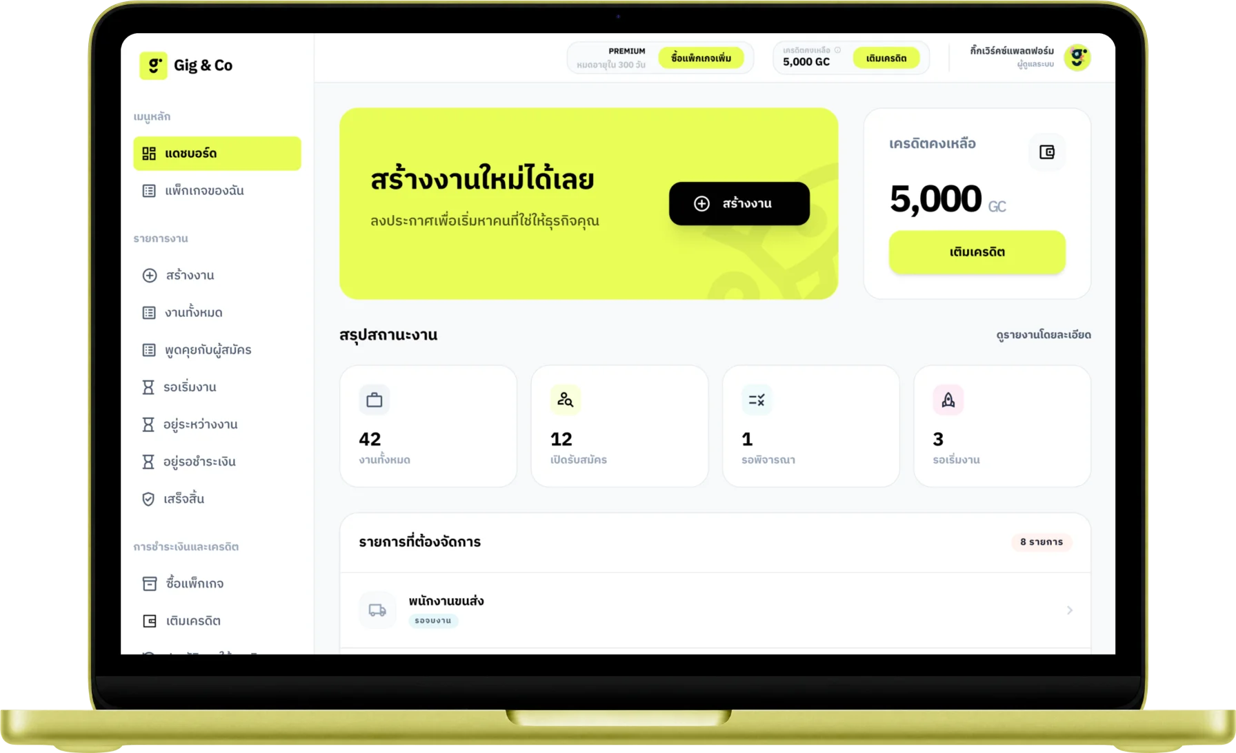 Gig&Co Dashboard สำหรับบริหารจัดการพาร์ทไทม์